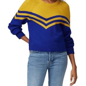 Milly 100% Wool Blue and Yellow Chevron Sweater